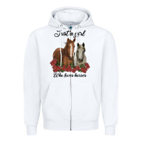 White just a girl who loves horses no background Zipper Hoodie - RanaPortraitStore