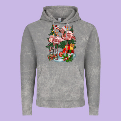 Christmas Flamingo Vintage Hoodie Designed By Barkaloodesign