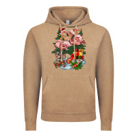 Vintage Coffee Christmas flamingo Vintage Hoodie - BarkalooDesign