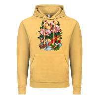 Vintage Mustard Christmas flamingo Vintage Hoodie - BarkalooDesign
