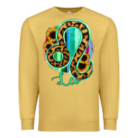 Antique Gold Leo Zodiac Sign Sunflower Leopard Serape Premium Sweatshirt - RanaPortraitStore