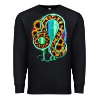 Black Leo Zodiac Sign Sunflower Leopard Serape Premium Sweatshirt - RanaPortraitStore