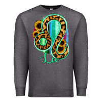 Charcoal Heather Leo Zodiac Sign Sunflower Leopard Serape Premium Sweatshirt - RanaPortraitStore