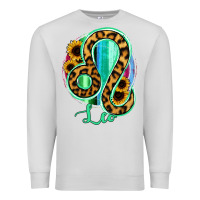 Dove Grey Leo Zodiac Sign Sunflower Leopard Serape Premium Sweatshirt - RanaPortraitStore