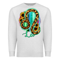 Oatmeal Heather Leo Zodiac Sign Sunflower Leopard Serape Premium Sweatshirt - RanaPortraitStore