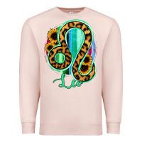 Pale Pink Leo Zodiac Sign Sunflower Leopard Serape Premium Sweatshirt - RanaPortraitStore