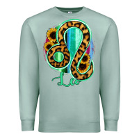 Seafoam Leo Zodiac Sign Sunflower Leopard Serape Premium Sweatshirt - RanaPortraitStore