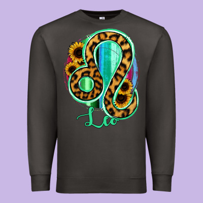 Leo Zodiac Sign Sunflower Leopard Serape Premium Sweatshirt Designed By Ranaportraitstore