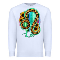 White Leo Zodiac Sign Sunflower Leopard Serape Premium Sweatshirt - RanaPortraitStore