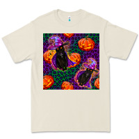 Bone witchy cat and pumpkins seamless paternal Premium Tee - BundleAndBundleShop