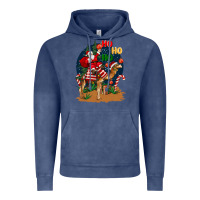 Vintage Denim Christmas  camel with Santa Vintage Hoodie - BarkalooDesign