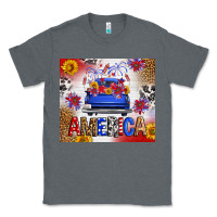 Charcoal Heather Fourth Of July America Truck Classic Tee - FaDigitalArtStudio