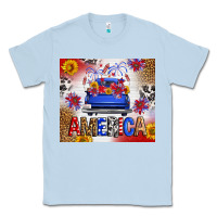 Dusty Blue Fourth Of July America Truck Classic Tee - FaDigitalArtStudio