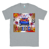 Heather Grey Fourth Of July America Truck Classic Tee - FaDigitalArtStudio