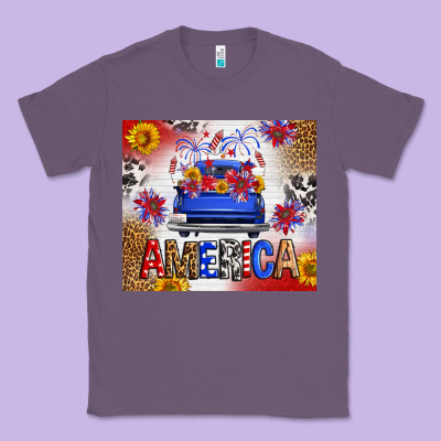Fourth Of July America Truck Classic Tee Designed By Fadigitalartstudio