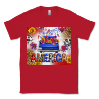 Red Fourth Of July America Truck Classic Tee - FaDigitalArtStudio