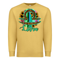 Antique Gold Libra Zodiac Sign Sunflower Leopard Serape Premium Sweatshirt - RanaPortraitStore