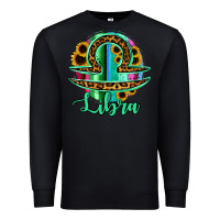 Black Libra Zodiac Sign Sunflower Leopard Serape Premium Sweatshirt - RanaPortraitStore