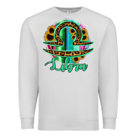 Dove Grey Libra Zodiac Sign Sunflower Leopard Serape Premium Sweatshirt - RanaPortraitStore