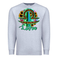 Heather Grey Libra Zodiac Sign Sunflower Leopard Serape Premium Sweatshirt - RanaPortraitStore
