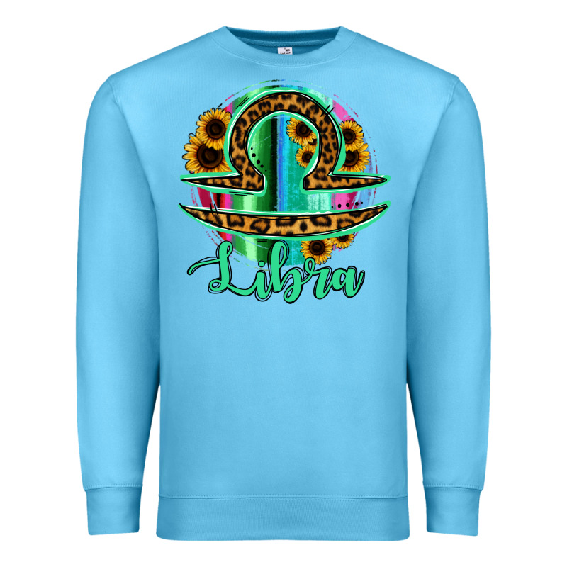 Libra Zodiac Sign Sunflower Leopard Serape Premium Sweatshirt by RanaPortraitStore | Teevron
