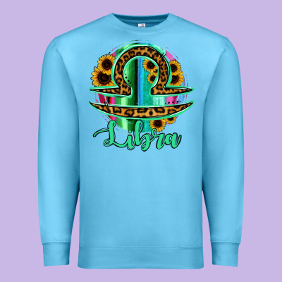 Libra Zodiac Sign Sunflower Leopard Serape Premium Sweatshirt Designed By Ranaportraitstore