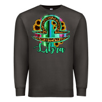 Smoke Libra Zodiac Sign Sunflower Leopard Serape Premium Sweatshirt - RanaPortraitStore