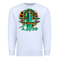 White Libra Zodiac Sign Sunflower Leopard Serape Premium Sweatshirt - RanaPortraitStore