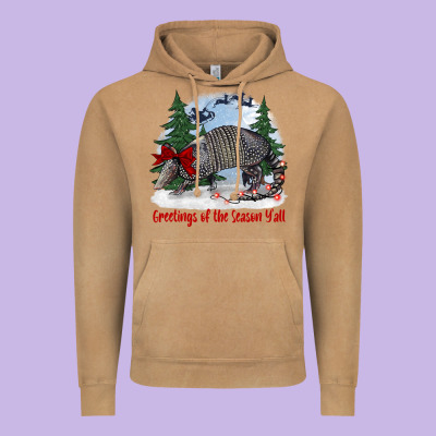 Greetings Of The Season Y'all With Armadillo Vintage Hoodie Designed By Barkaloodesign