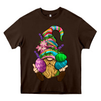 Chocolate Brown Easter Holding Eggs Gnome Heavy Core Tee - BundleAndBundleShop