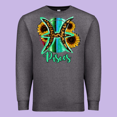 Pisces Zodiac Sign Sunflower Leopard Serape Premium Sweatshirt Designed By Ranaportraitstore