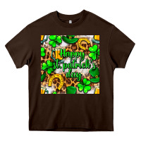 Chocolate Brown Happy St. Patrick's Day pattern digital paper Heavy Core Tee - BundleAndBundleShop