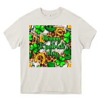 Cream Happy St. Patrick's Day pattern digital paper Heavy Core Tee - BundleAndBundleShop