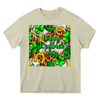 Mossy Happy St. Patrick's Day pattern digital paper Heavy Core Tee - BundleAndBundleShop