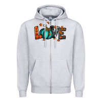 Heather Grey fall love Zipper Hoodie - RanaPortraitStore