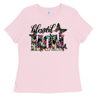 Bubblegum Pink blessed mom Ladies Tee - SublimationCraftShop