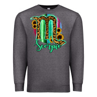 Charcoal Heather Scorpio Zodiac Sign Sunflower Leopard Serape Premium Sweatshirt - RanaPortraitStore