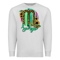 Dove Grey Scorpio Zodiac Sign Sunflower Leopard Serape Premium Sweatshirt - RanaPortraitStore