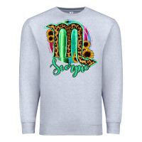 Heather Grey Scorpio Zodiac Sign Sunflower Leopard Serape Premium Sweatshirt - RanaPortraitStore