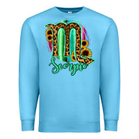 Ocean Blue Scorpio Zodiac Sign Sunflower Leopard Serape Premium Sweatshirt - RanaPortraitStore