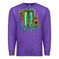 Purple Scorpio Zodiac Sign Sunflower Leopard Serape Premium Sweatshirt - RanaPortraitStore
