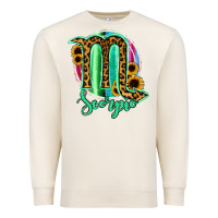 Sandshell Scorpio Zodiac Sign Sunflower Leopard Serape Premium Sweatshirt - RanaPortraitStore