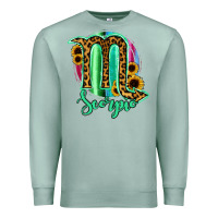 Seafoam Scorpio Zodiac Sign Sunflower Leopard Serape Premium Sweatshirt - RanaPortraitStore