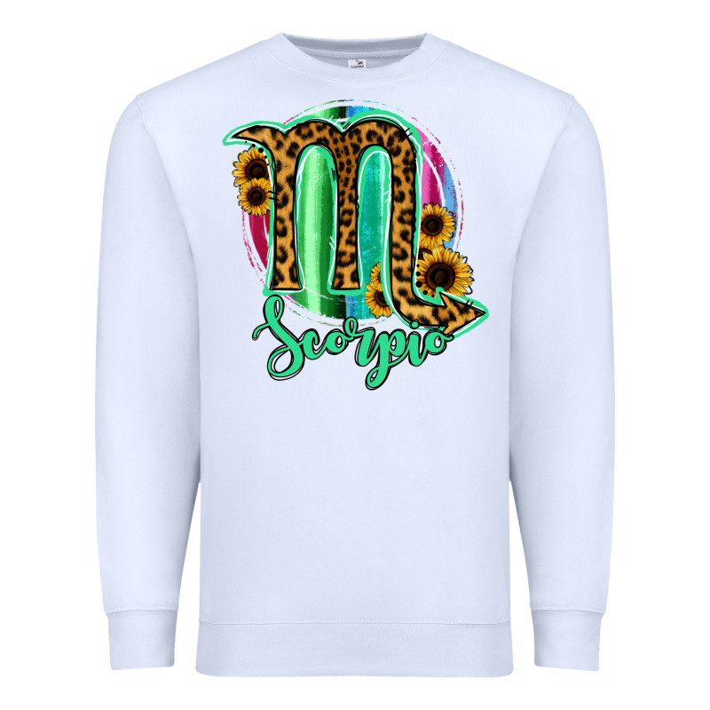 Scorpio Zodiac Sign Sunflower Leopard Serape Premium Sweatshirt by RanaPortraitStore | Teevron