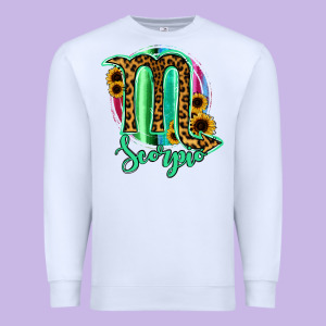 Scorpio Zodiac Sign Sunflower Leopard Serape Premium Sweatshirt Designed By Ranaportraitstore