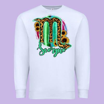 Scorpio Zodiac Sign Sunflower Leopard Serape Premium Sweatshirt Designed By Ranaportraitstore