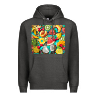 Charcoal Heather summer fruits Premium Hoodie - BarkalooDesign