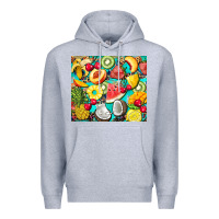 Heather Grey summer fruits Premium Hoodie - BarkalooDesign