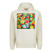 Oatmeal Heather summer fruits Premium Hoodie - BarkalooDesign