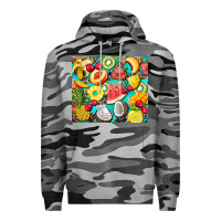 Slate Camo summer fruits Premium Hoodie - BarkalooDesign